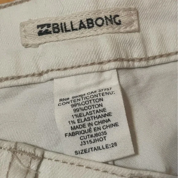 White Billabong ripped knee jeans. Size 28. Used with some stains. - Picture 4 of 12